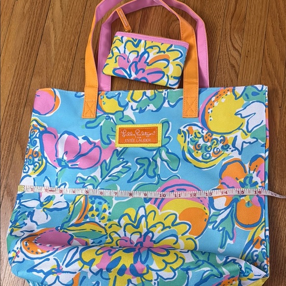 Lilly Pulitzer Blue and Orange Tropical Tote Bag - Picture 2 of 2